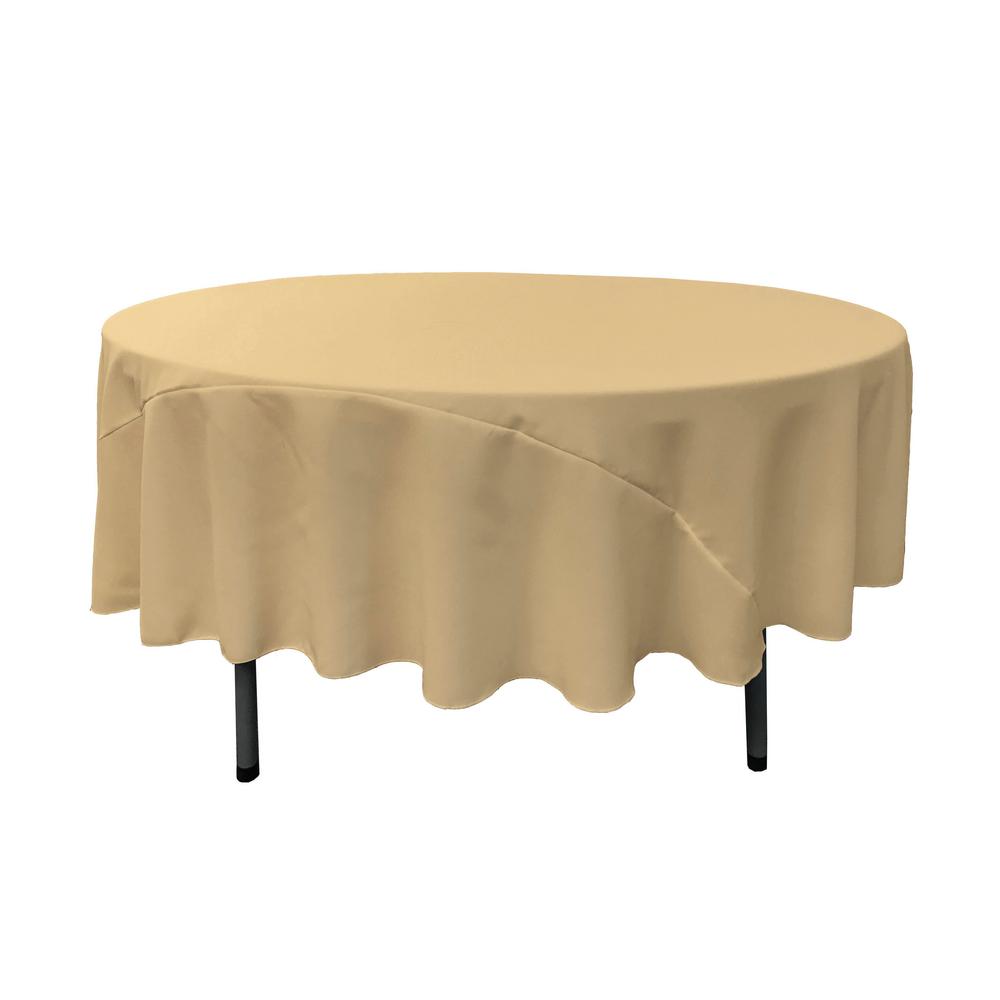 90″ Khaki Polyester Round Tablecloth