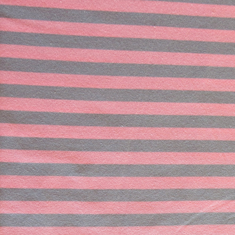 Cotton Lycra Knit Grey and Pink 3/8" Stripe