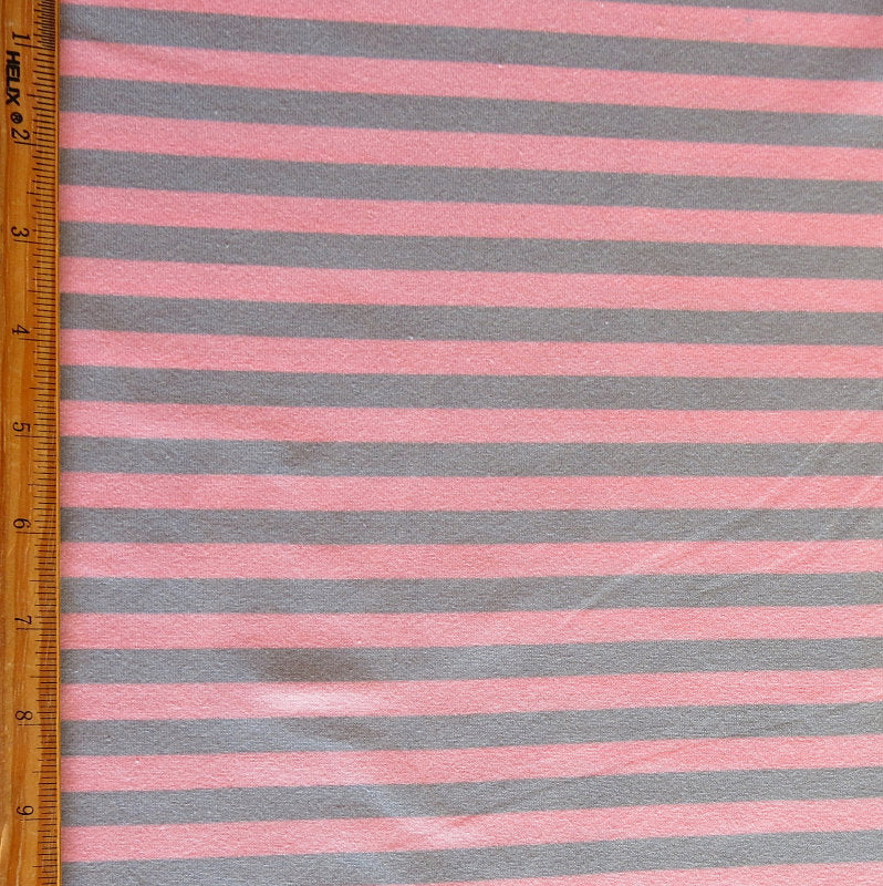 Cotton Lycra Knit Grey and Pink 3/8" Stripe