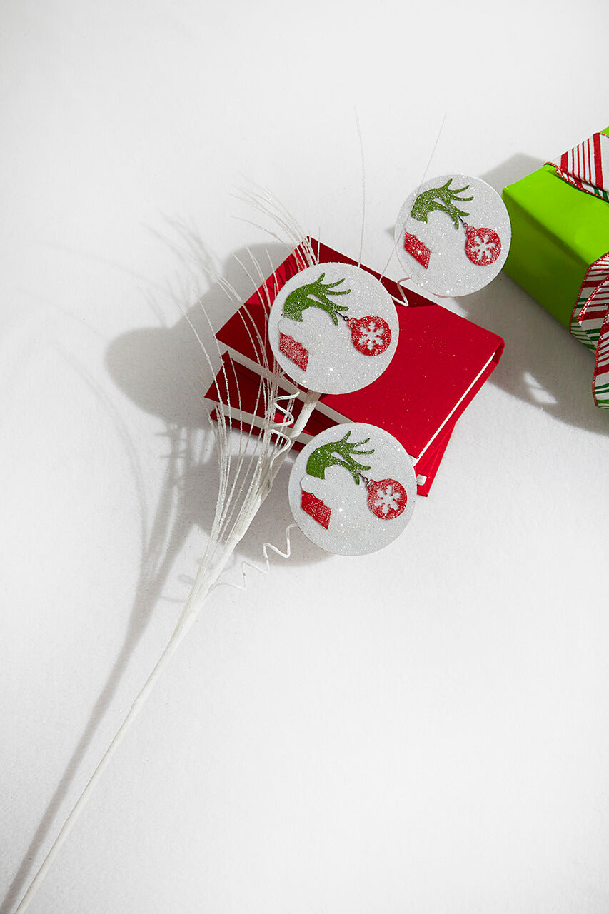 28” Glitter Grinch Arm Grass Spray