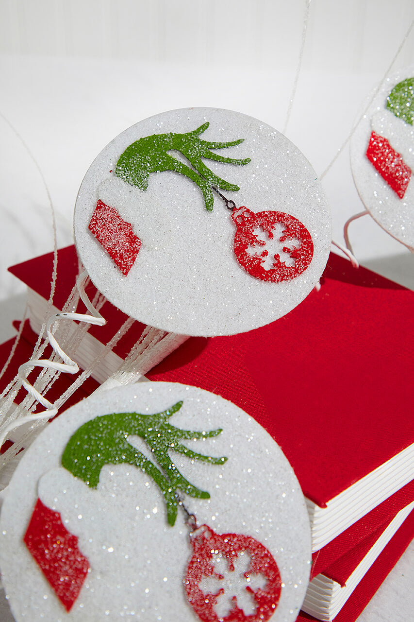 28” Glitter Grinch Arm Grass Spray
