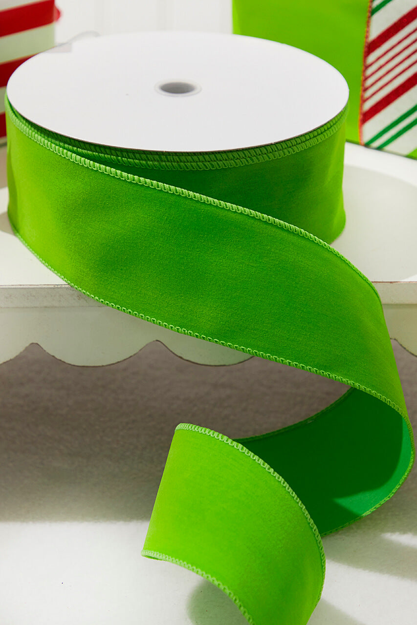 2.5" x 25 Yards Apple Green Velvet Ribbon