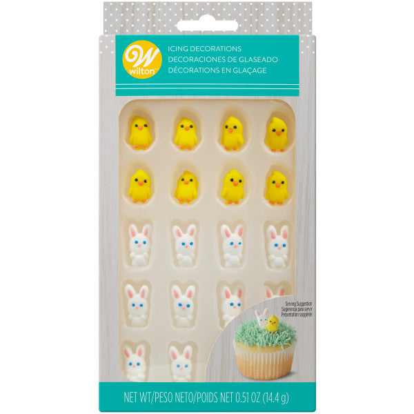Wilton Easter Chicks and Bunnies Icing Decorations – 24 Count