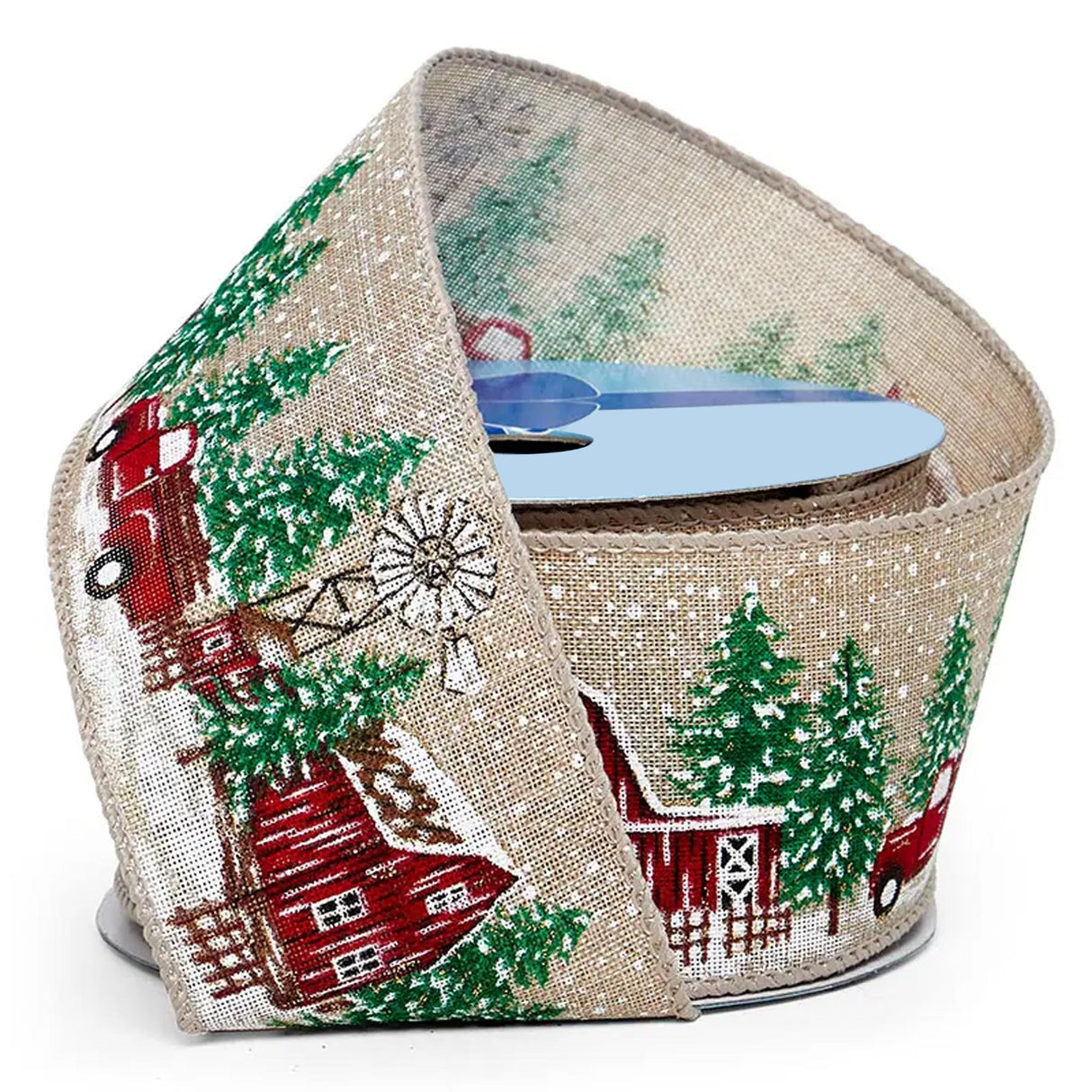 Vintage Scenes On Wired Ribbon 2 1/2 '' X 10 yd Farmhouse Color 1 / ROLL