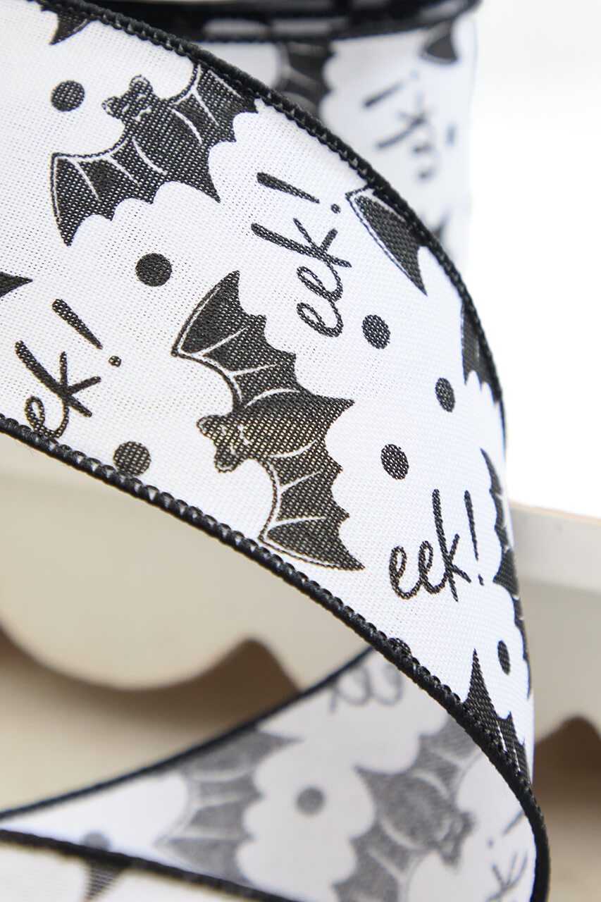 2.5" x 10 Yard EEK! Bats Halloween Ribbon