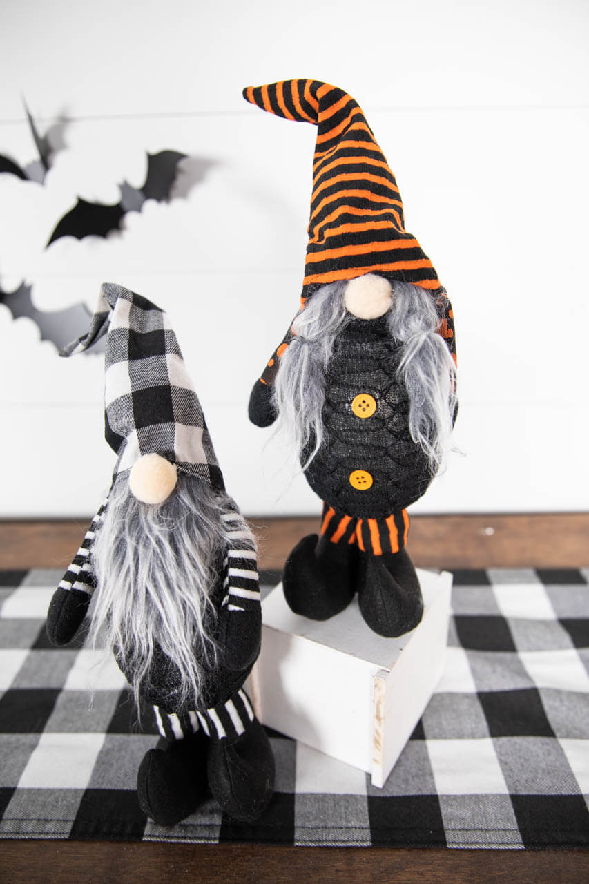16” B/O Lighted Fabric Standing Halloween Gnome