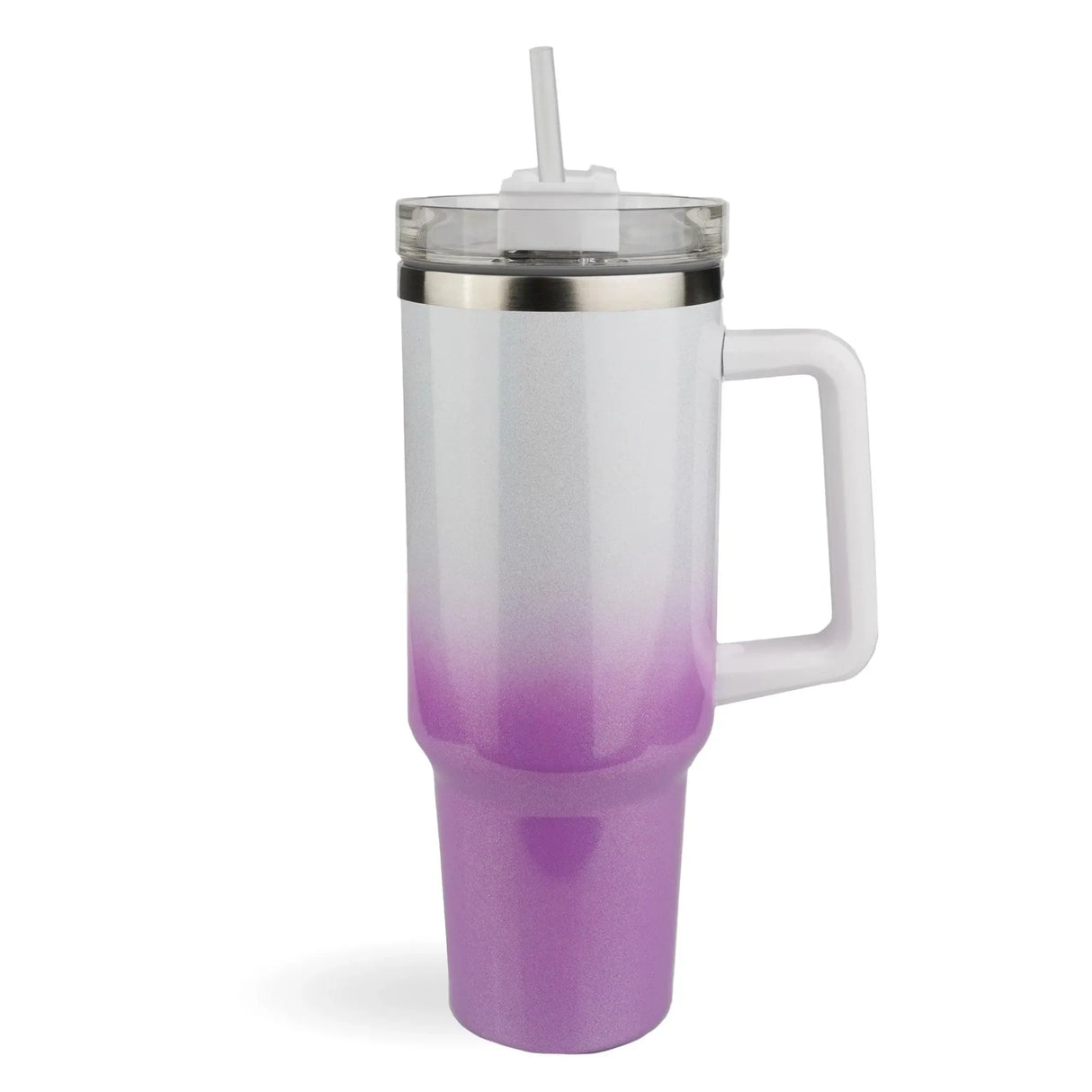 40 oz Handled Tumbler Shimmer Ombre- White & Purple