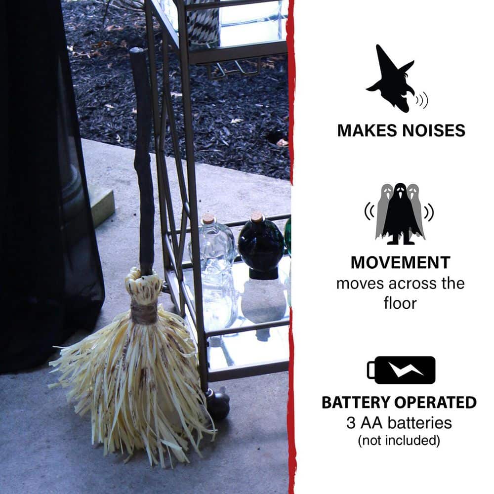 26 Inc. Animated Witch’s Broomstick With Sound and Movement