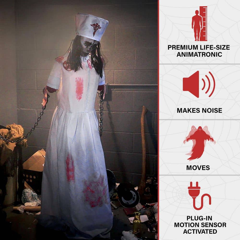 5.2 ft Animatronic Convulsing Nurse Tekky Halloween Decoration