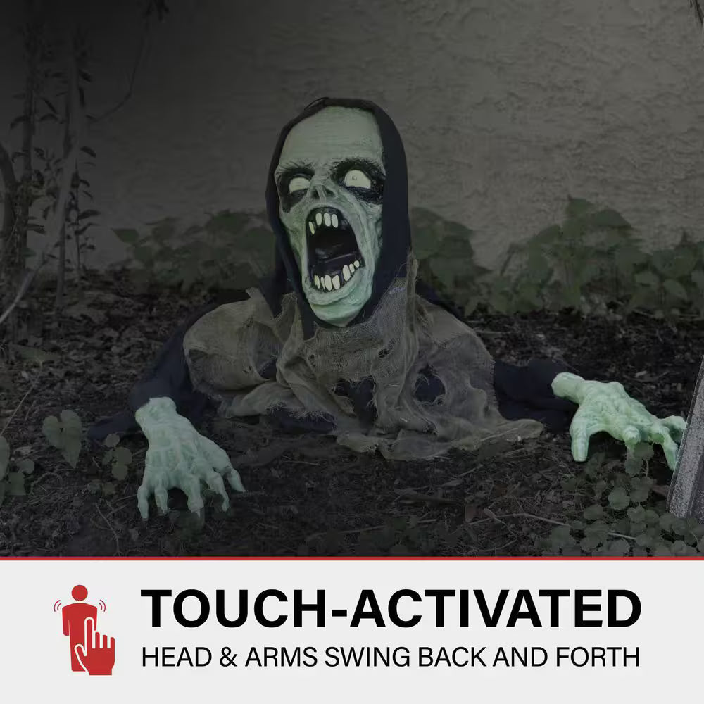 21 in. Trevor the Animated Zombie Groundbreaker Halloween Decoration