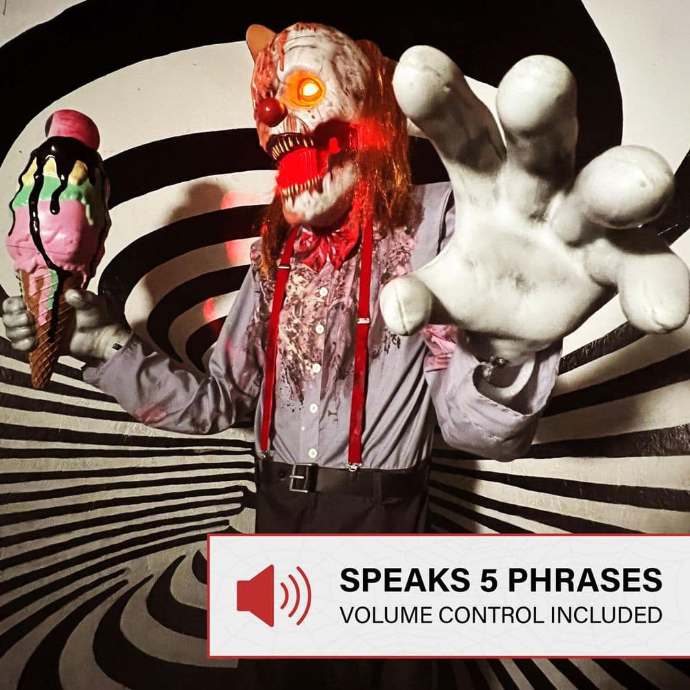 6.9 ft Life-Size Motion Sensor I Scream Clown Animatronic Tekky