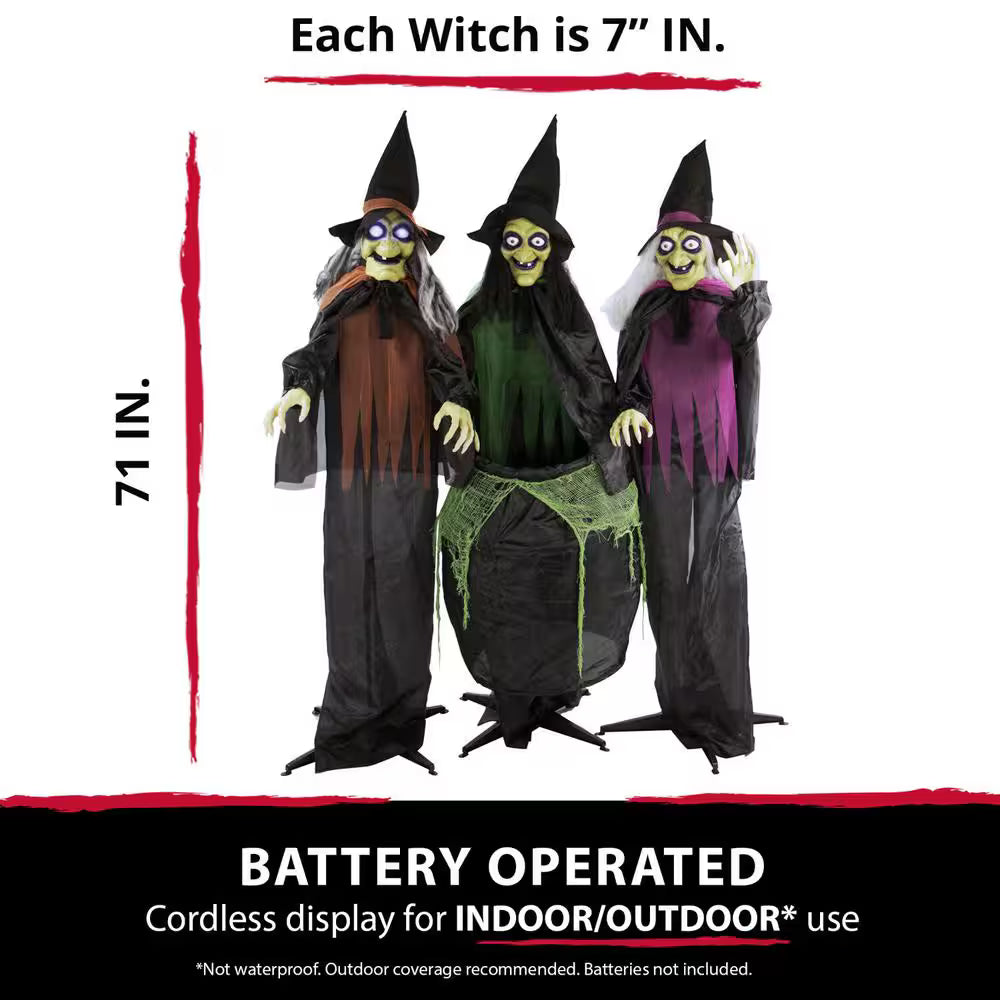67 in. Touch-Activated Animatronic Witch Halloween Decoration