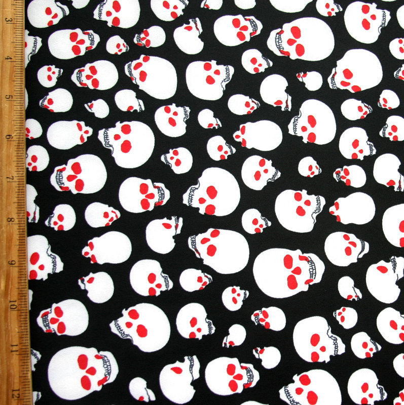 Swim Knit Haunted Skulls on Black Nylon Lycra