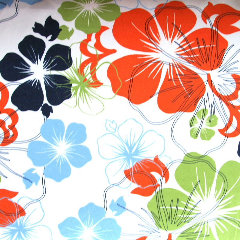 Boardshort Fabric Hawaiian Floral on White