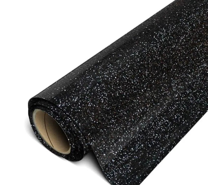 Heat Transfer Vinyl Glitter HTV - Black (1 Roll - 12"x 60")
