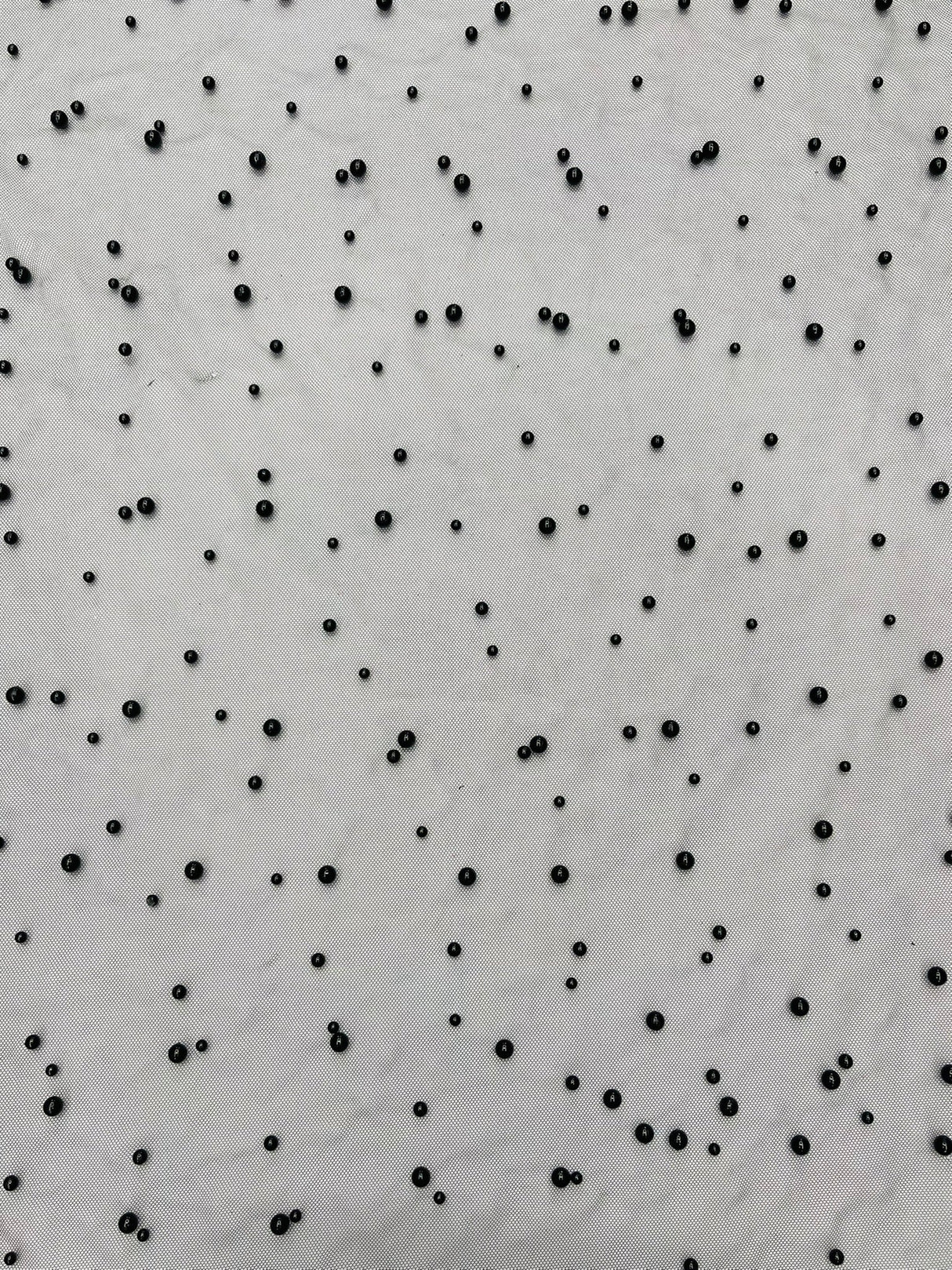 Heavy Scattered Pearls Studded Mesh Pearl Mesh Fabric - Scattered Pearls, 58" Wide (1 Yard)