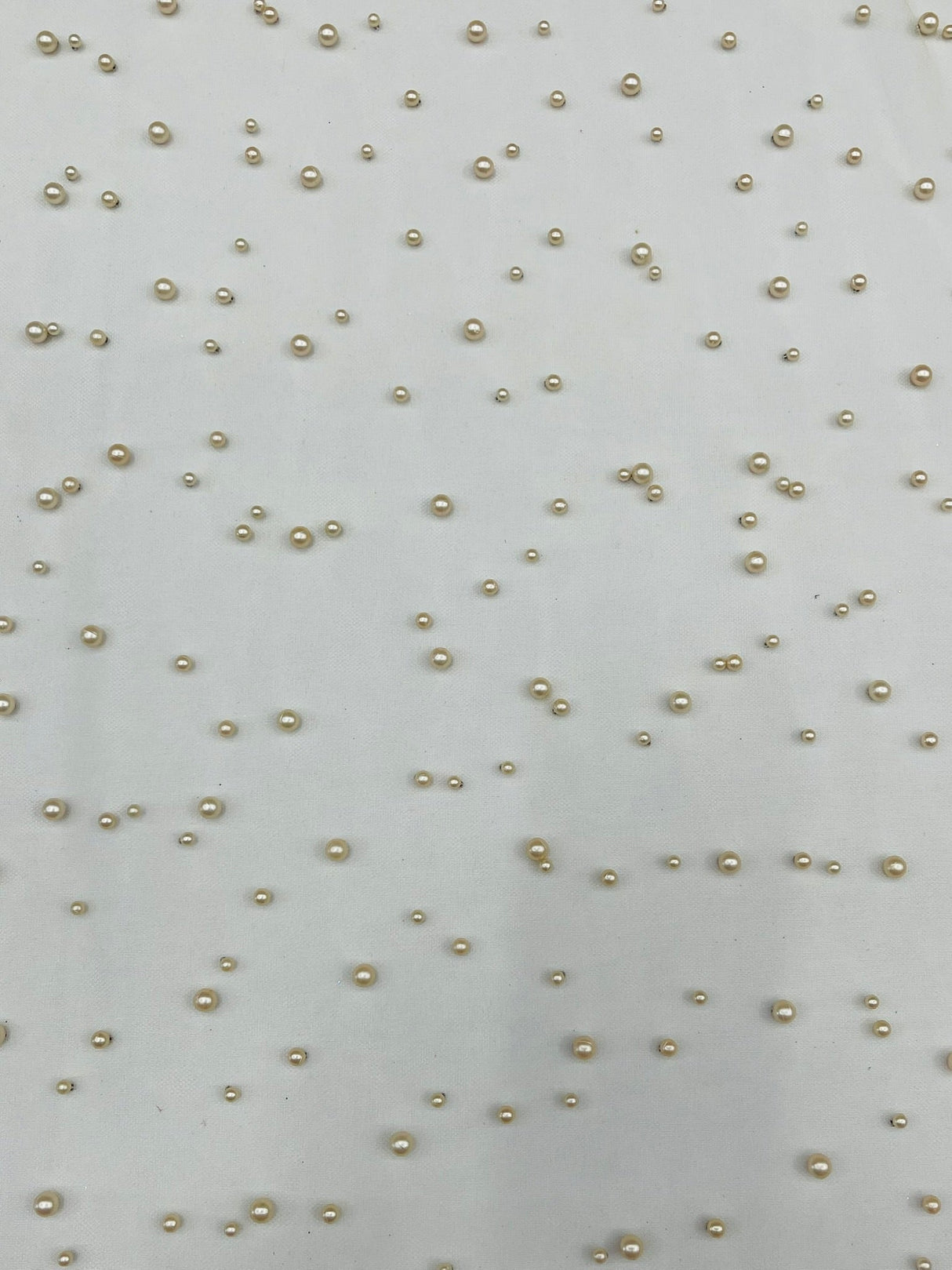 Heavy Scattered Pearls Studded Mesh Pearl Mesh Fabric - Scattered Pearls, 58" Wide (1 Yard)