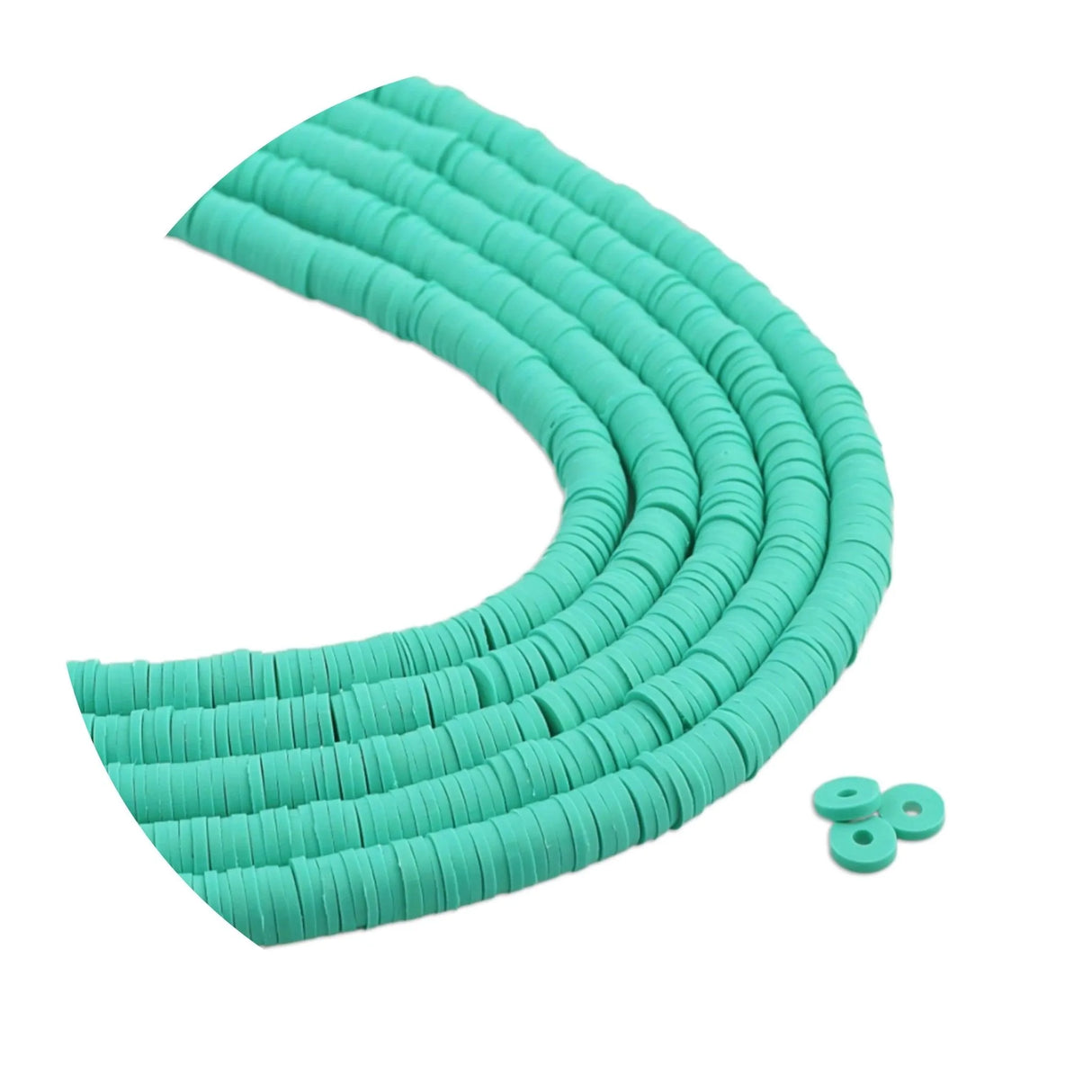 Heishi Polymer Clay Disc Beads 6mm - Aqua (3200 beads - 10 Strands 15")