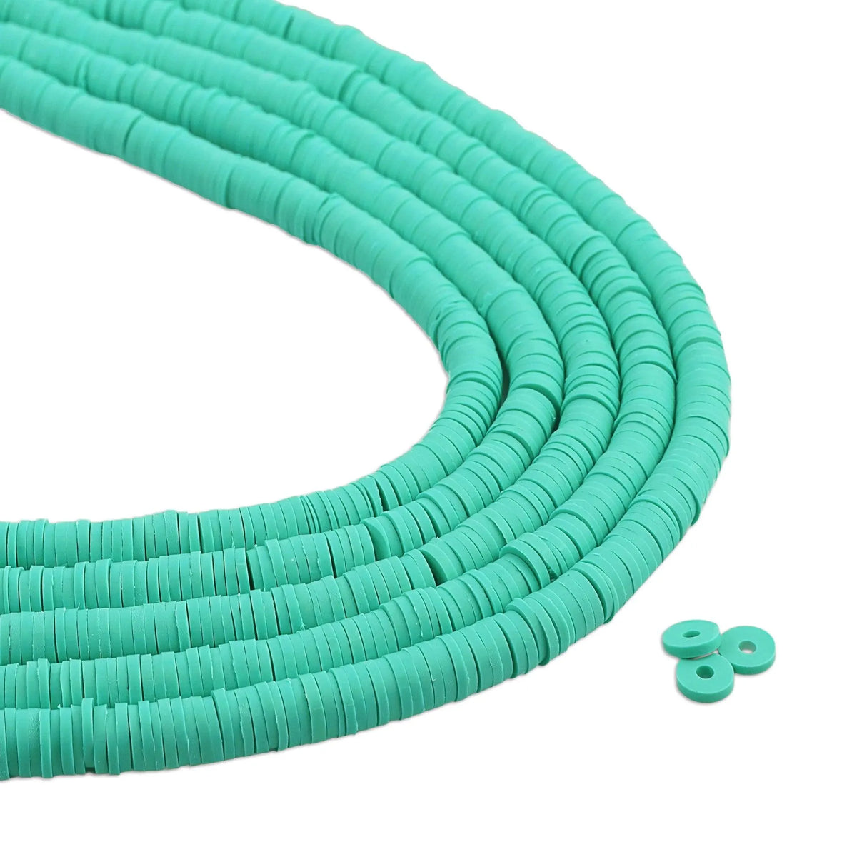 Heishi Polymer Clay Disc Beads 6mm - Aqua (3200 beads - 10 Strands 15")