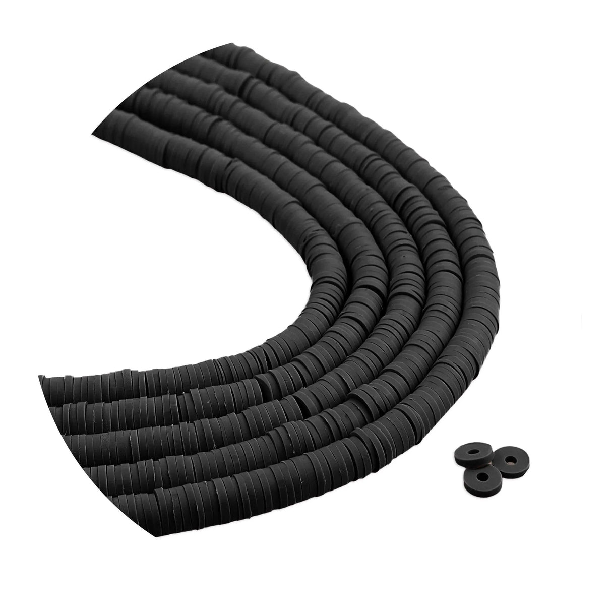 Heishi Polymer Clay Disc Beads 6mm - Black (3200 beads - 10 Strands 15")