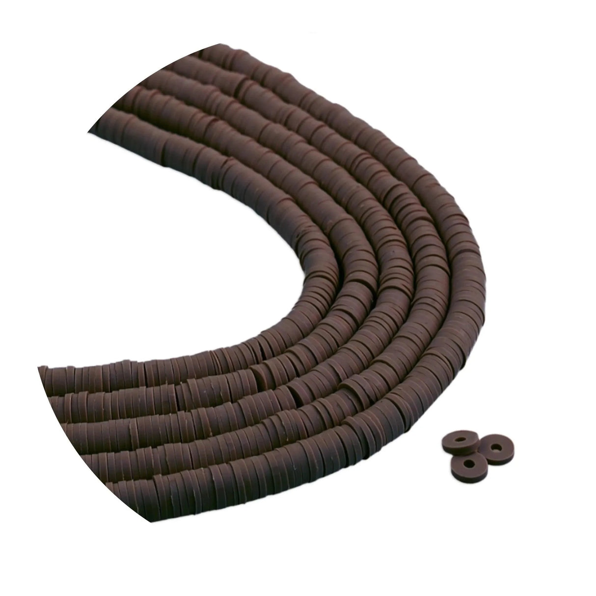 Heishi Polymer Clay Disc Beads 6mm - Deep Brown (3200 beads - 10 Strands 15")