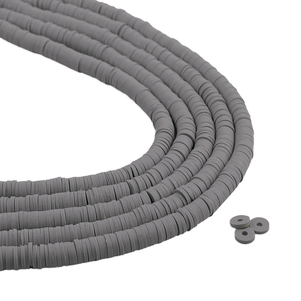 Heishi Polymer Clay Disc Beads 6mm - Gray (3200 beads - 10 Strands 15")