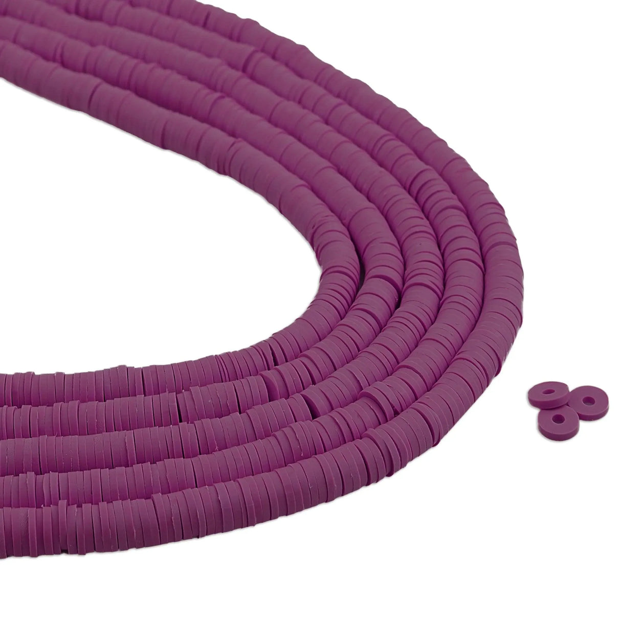 Heishi Polymer Clay Disc Beads 6mm - Jazzberry Pink (3200 beads - 10 Strands 15")