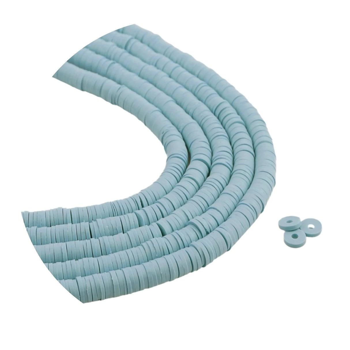 Heishi Polymer Clay Disc Beads 6mm - Light Blue (3200 beads - 10 Strands 15")