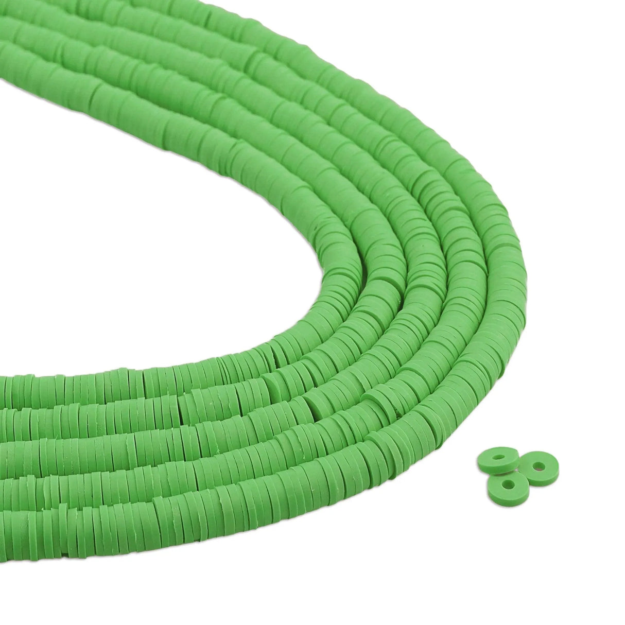 Heishi Polymer Clay Disc Beads 6mm - Lime Green (3200 beads - 10 Strands 15")