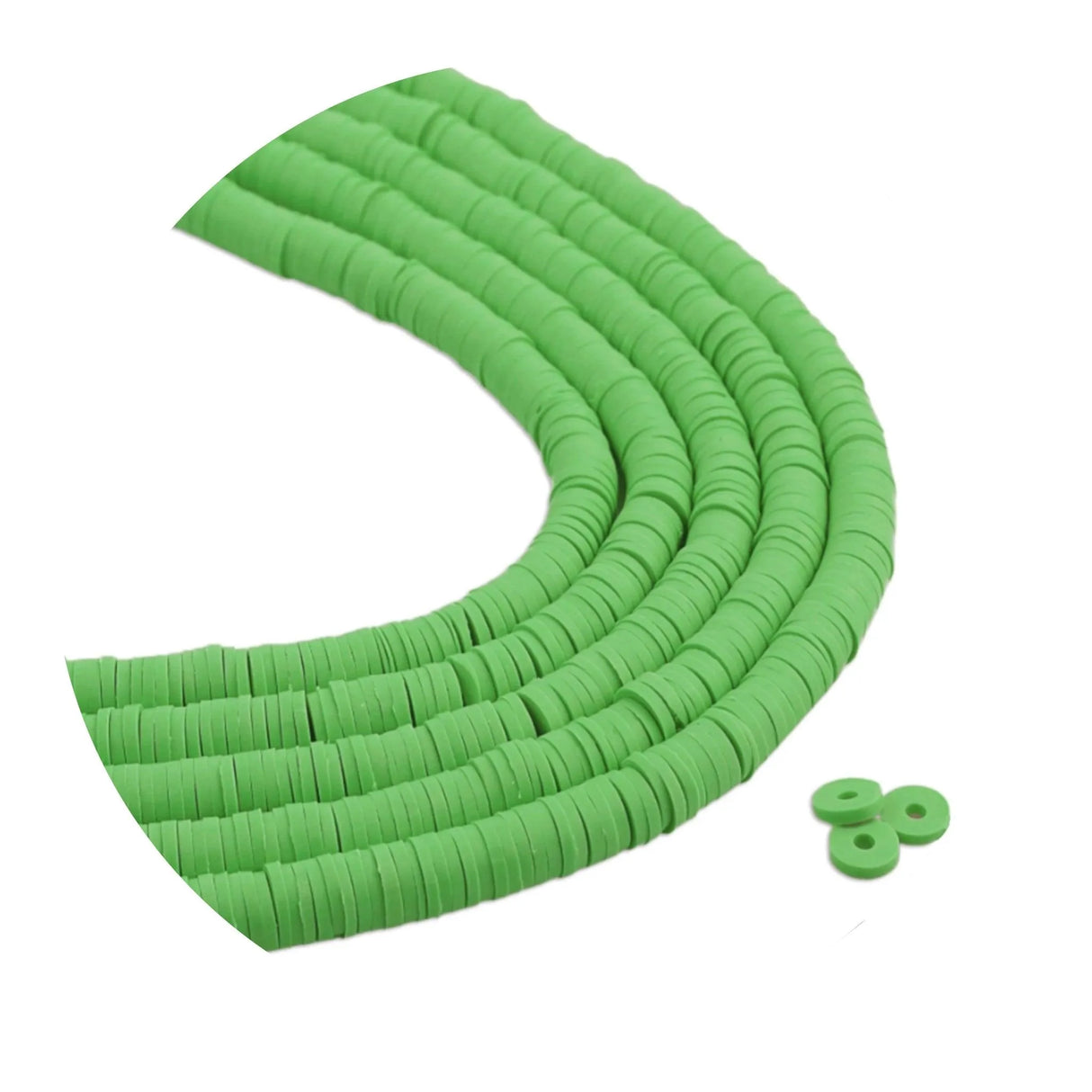 Heishi Polymer Clay Disc Beads 6mm - Lime Green (3200 beads - 10 Strands 15")