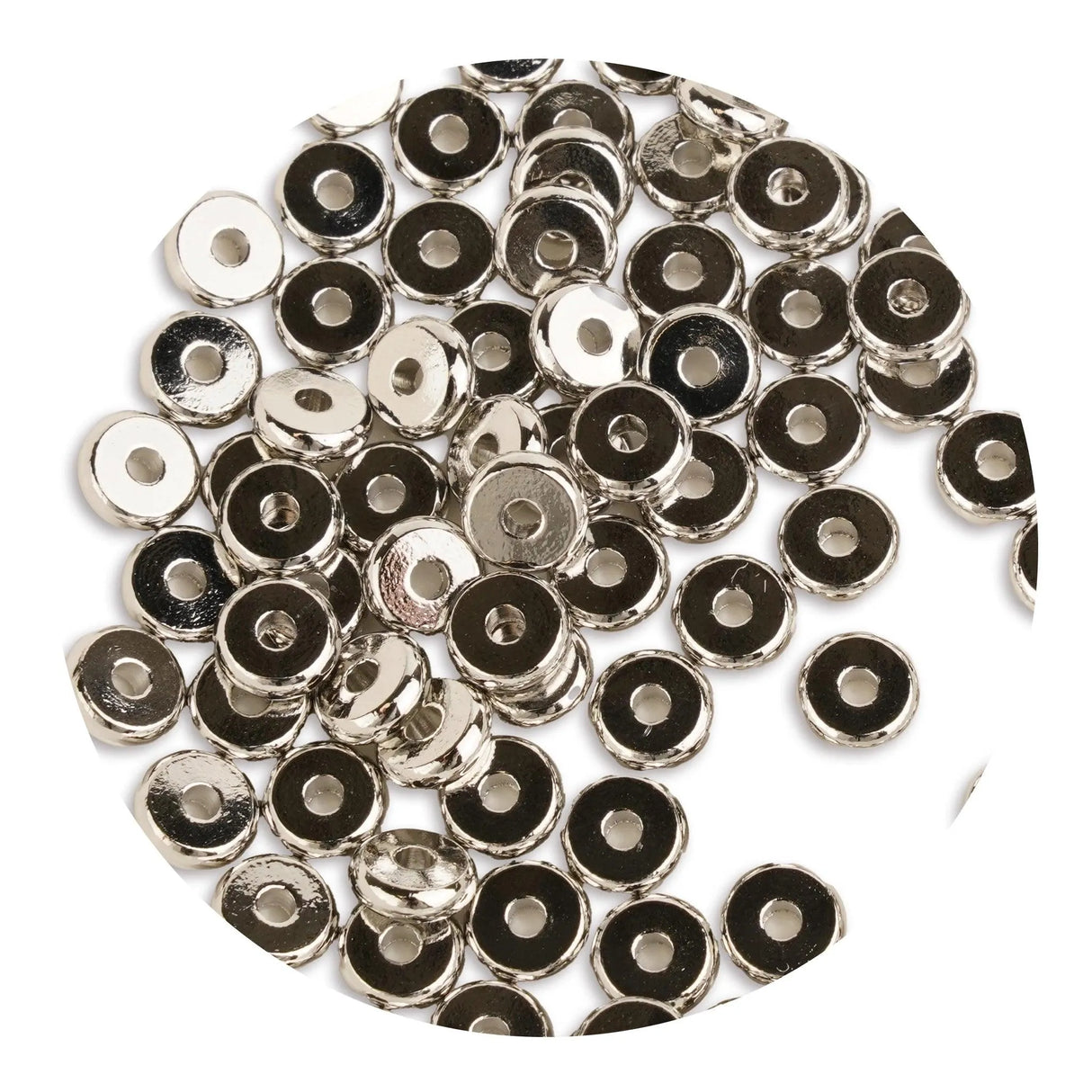 Heishi Metal Disc Beads 6mm - Platinum (100 per Bag)