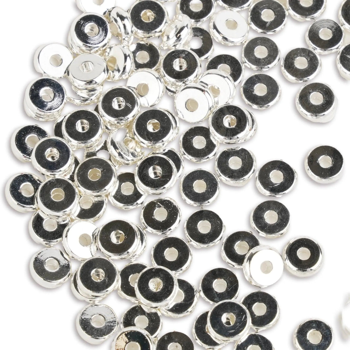 Heishi Metal Disc Beads 6mm - Silver (100 per Bag)