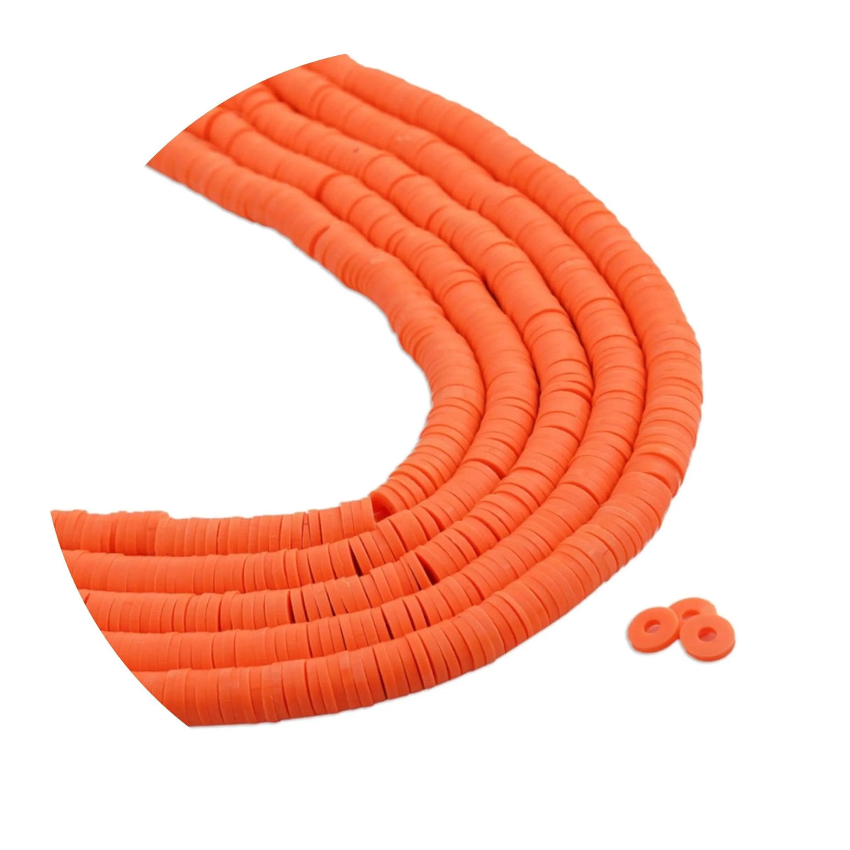 Heishi Polymer Clay Disc Beads 6mm- Orange (3200 beads - 10 Strands 15")