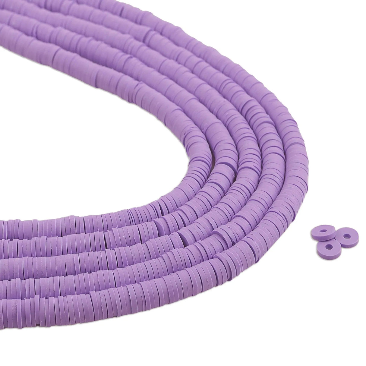 Heishi Polymer Clay Disc Beads 6mm - Pale Purple (3200 beads - 10 Strands 15")