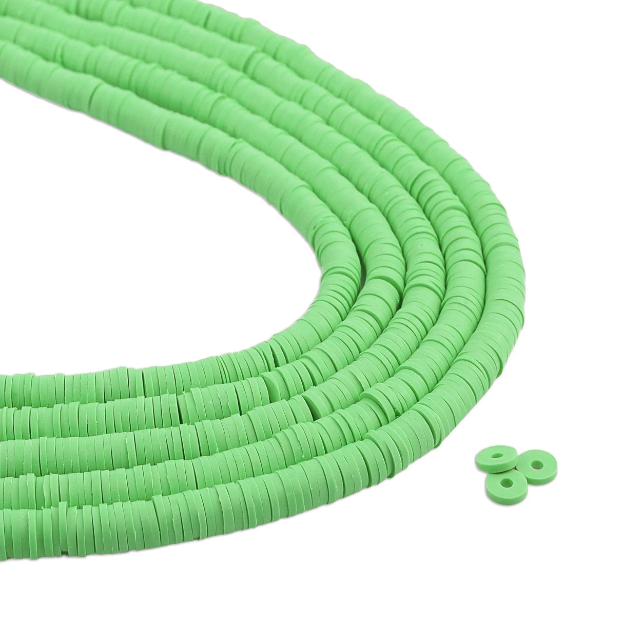 Heishi Polymer Clay Disc Beads 6mm - Sage Green (3200 beads - 10 Strands 15")