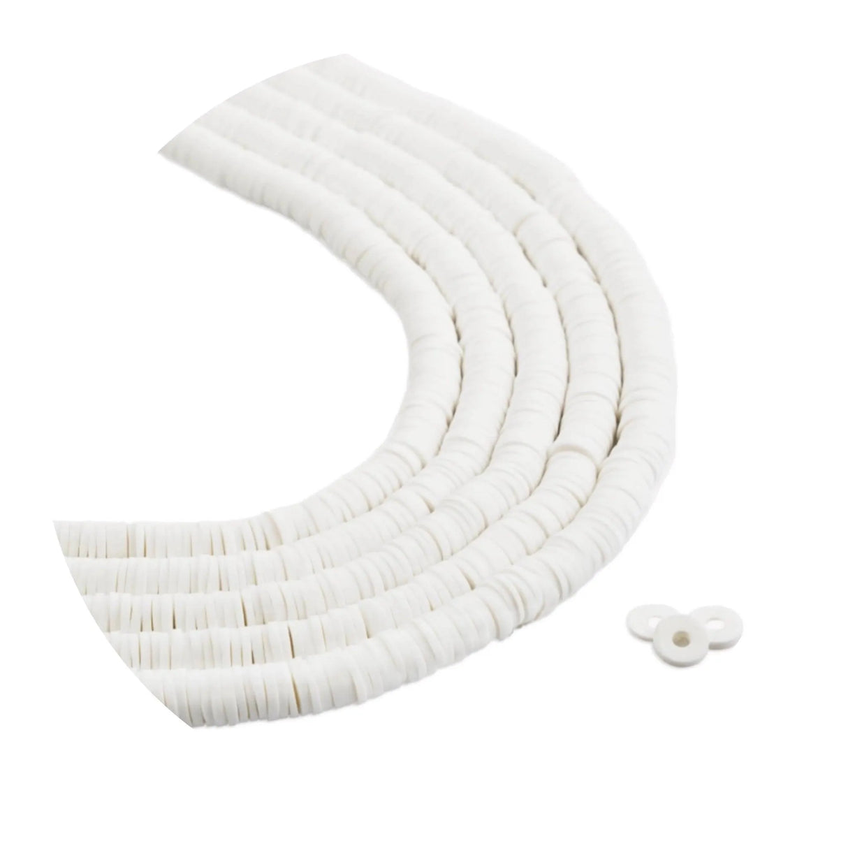 Heishi Polymer Clay Disc Beads 6mm - White (3200 beads - 10 Strands 15")