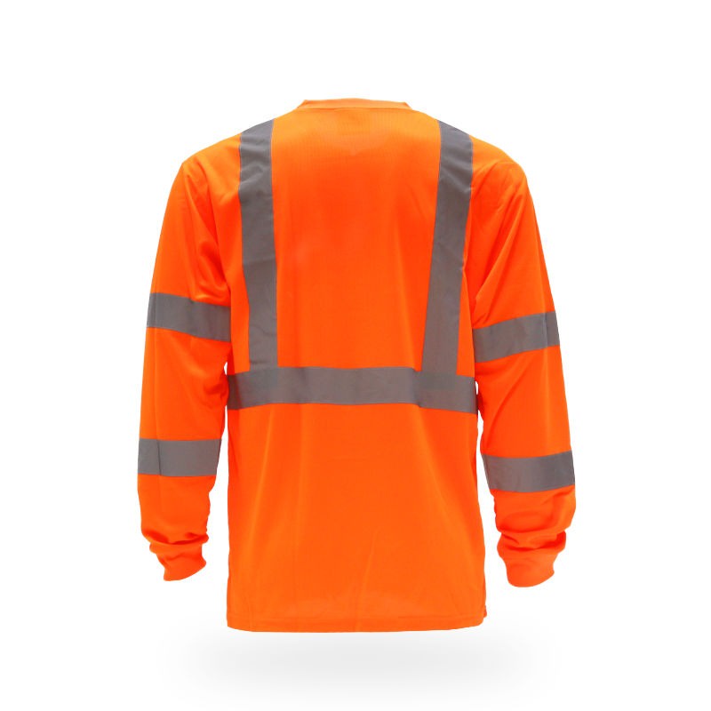 High Visibility Long Sleeve Safety T-Shirt 10 Pack - 2” wide - 100% Polyester