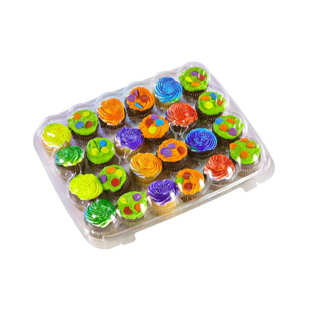 Hinged Clear Plastic Container for 24 Mini Cupcakes, Case of 110