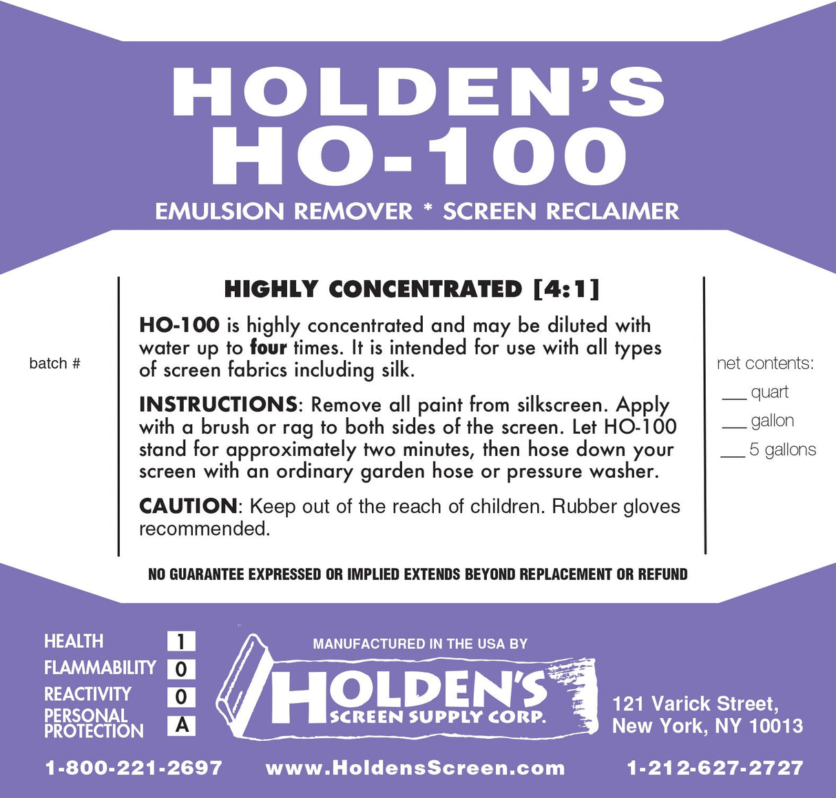 HO-100 Emulsion Remover Emulsion Remover Fabric - Purple Liquid, Highly Concentrated, 8Oz, Pint, Quart, Gallon, 5 Gallon (1 Unit)