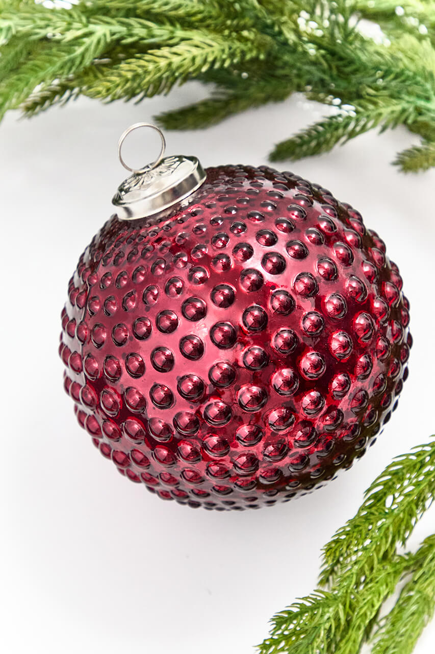 5" Red Hobnail Glass Ornament