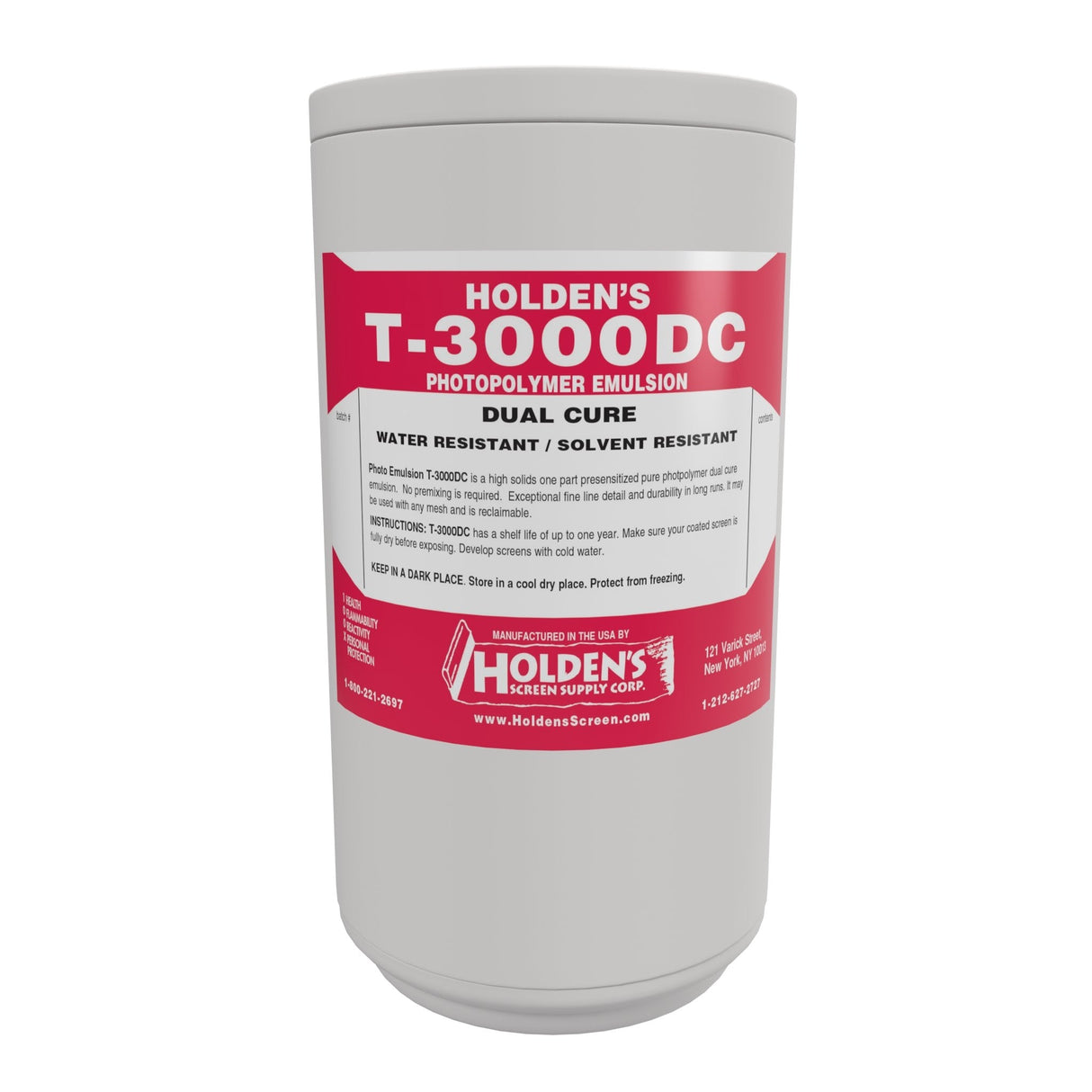 T-3000DC Dual Cure Photopolymer Emulsion - Solvent & Water Resistant Pure SBQ Emulsion, Quart/Gallon (1 Unit)