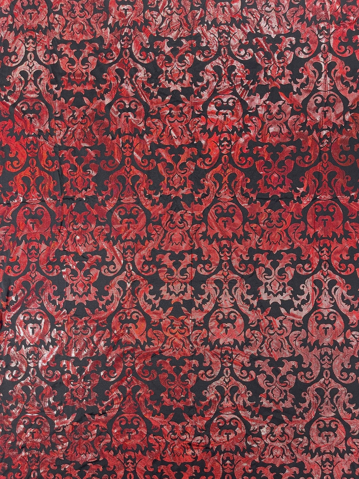 Holographic Damask Nylon Spandex Fabric - Gold/Black, Red/Black, Silver/Black, Fuchsia/Black, Turquoise/Black, 58/60" Width (1 Yard)