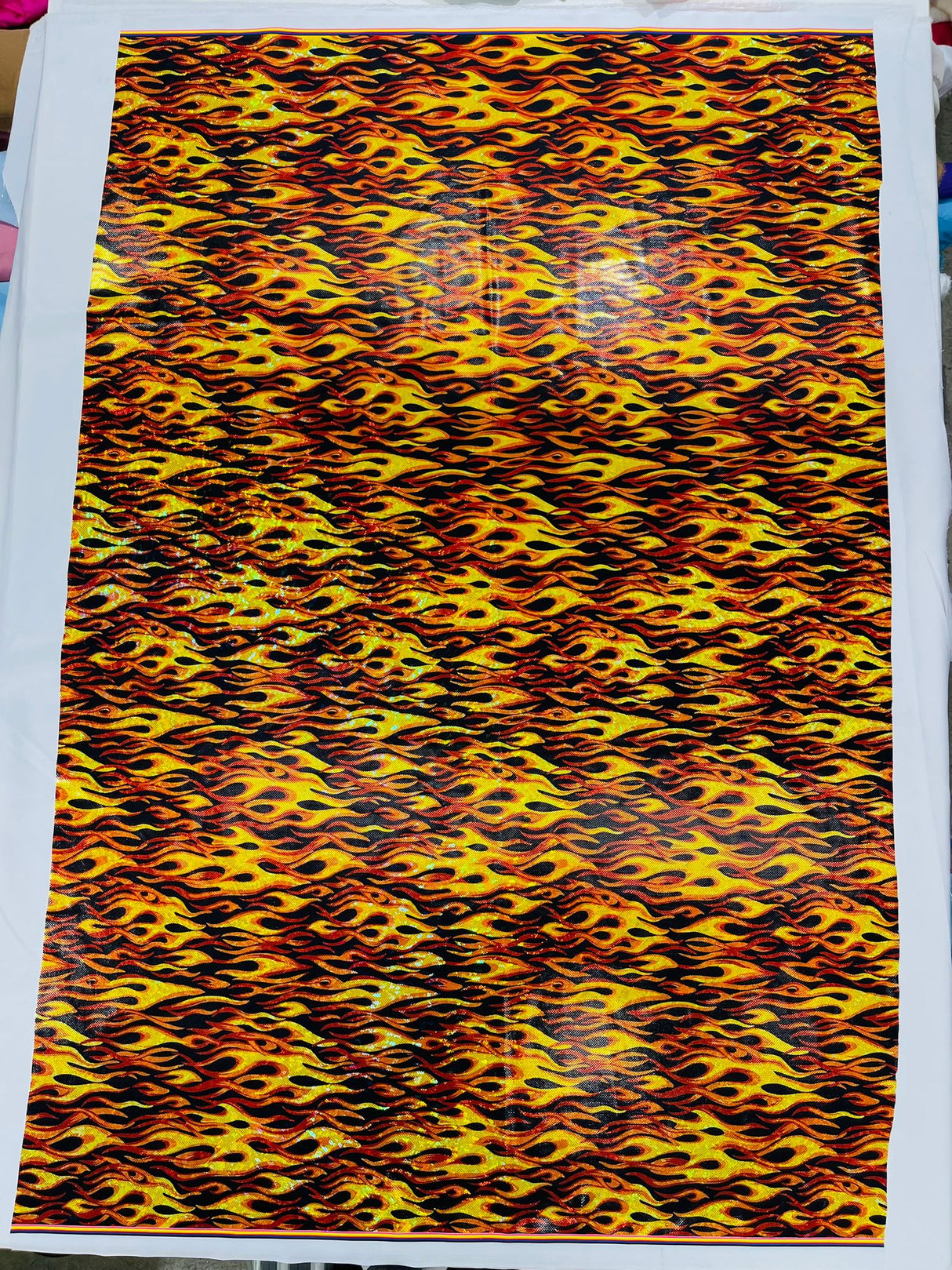 Holographic Flames Nylon Spandex Fabric - Holographic Flames, 58" Width (1 Yard)