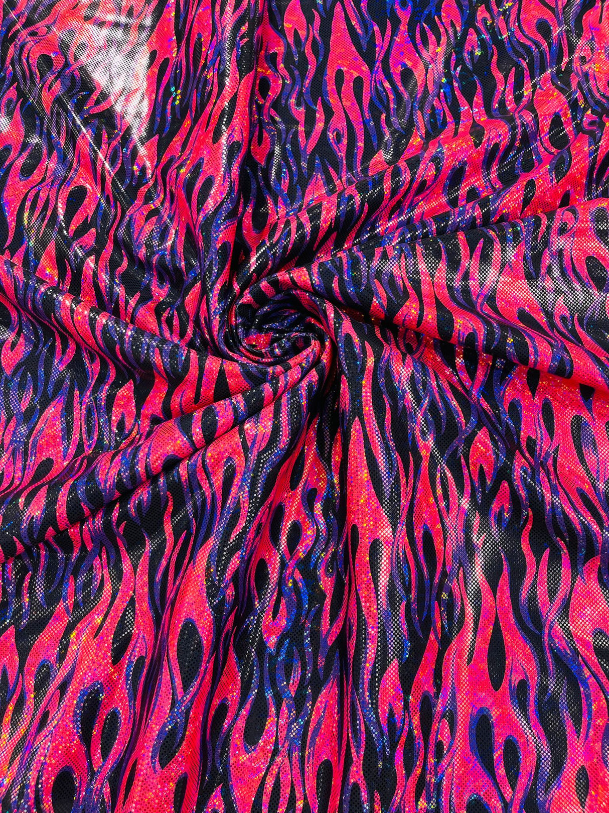 Holographic Flames Nylon Spandex Fabric - Holographic Flames, 58" Width (1 Yard)