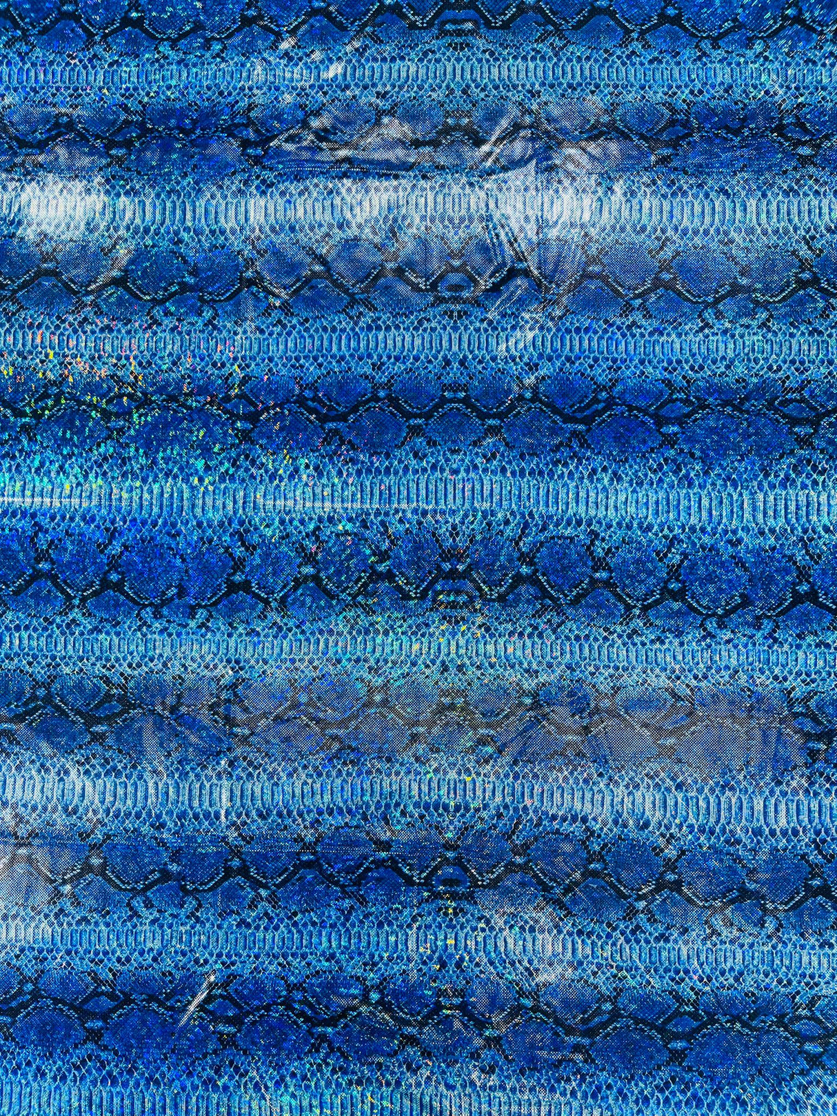 Holographic Snake Foil Printed Spandex Fabric - Multi Color Snake Print, 58" Width (1 Yard)