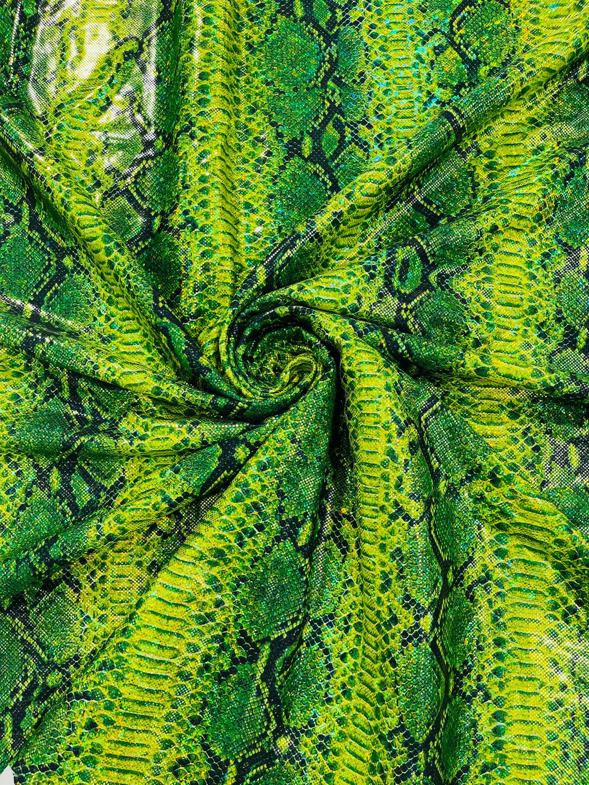 Holographic Snake Foil Printed Spandex Fabric - Multi Color Snake Print, 58" Width (1 Yard)