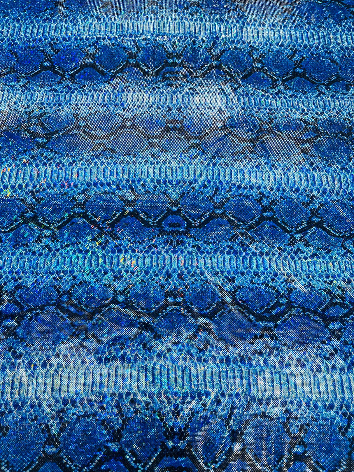 Holographic Snake Foil Printed Spandex Fabric - Multi Color Snake Print, 58" Width (1 Yard)