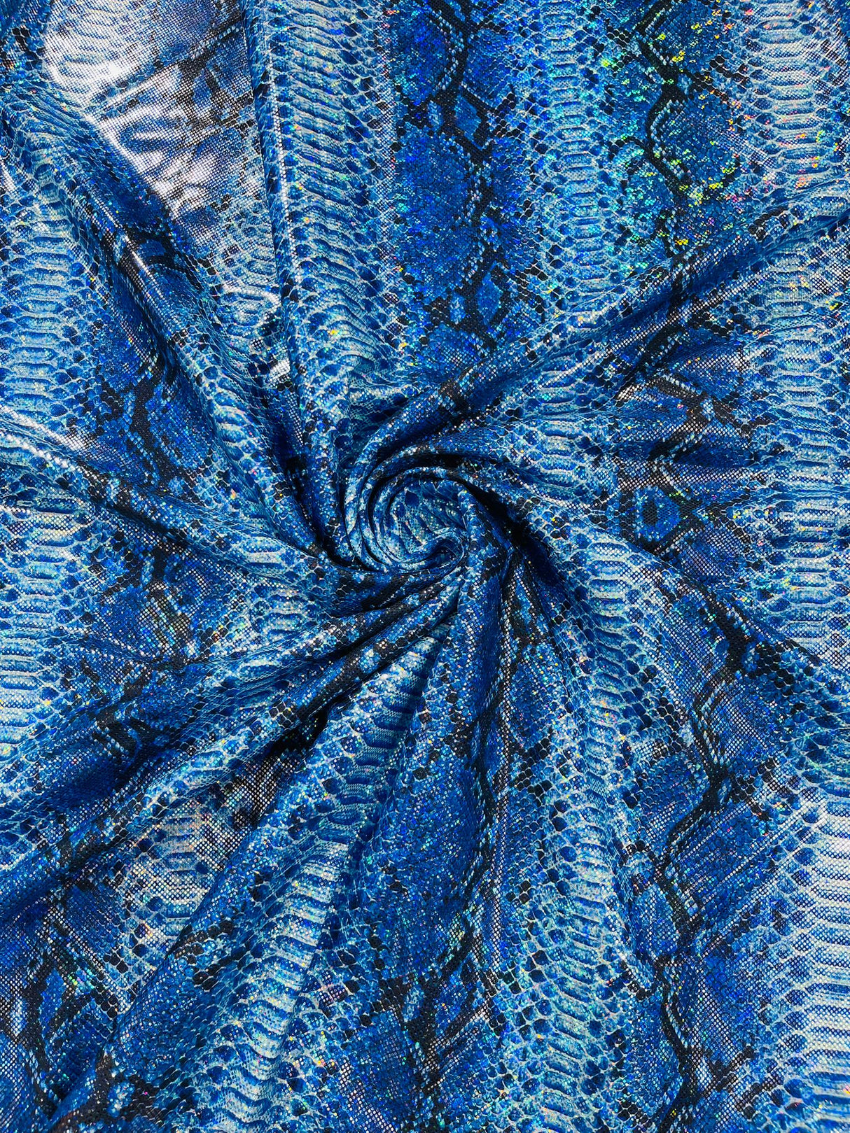 Holographic Snake Foil Printed Spandex Fabric - Multi Color Snake Print, 58" Width (1 Yard)