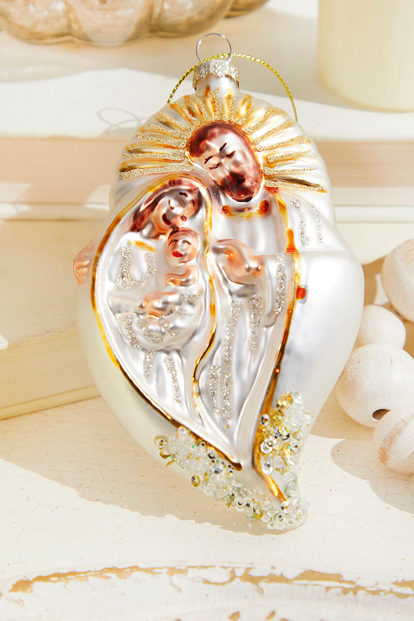 5” Glass & Sequins Holy Family Ornament