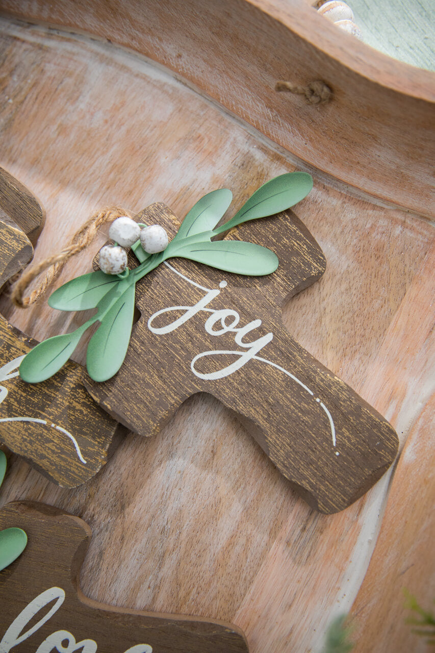 6" Natural Wood Cross Ornament